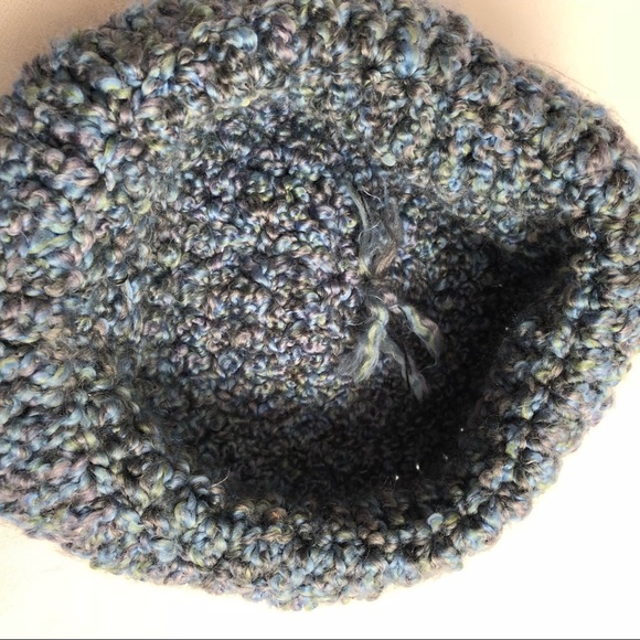 Handknit multicolor blue purple green one of a kind crochet hat